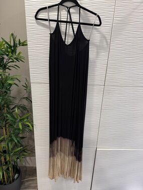 American Twist Black to Beige Ombre Maxi Slip Dress